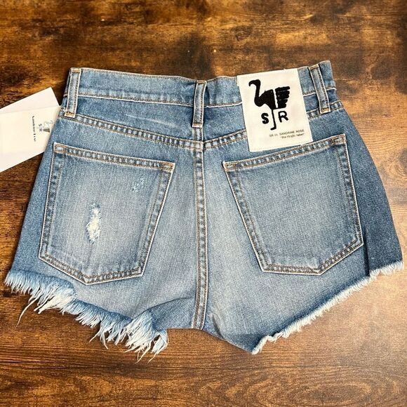 SANDRINE ROSE by FP Cut Off Side Zipper Distressed Denim Shorts. Size 24. NWT! - Picture 5 of 16